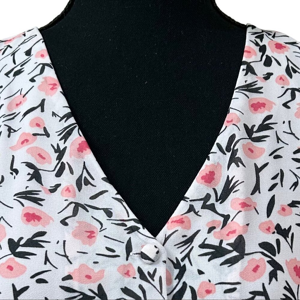 Talbots Pink Green Floral Cottagecore Short Sleeve Button-Up Dress Size 4 - Picture 2 of 11